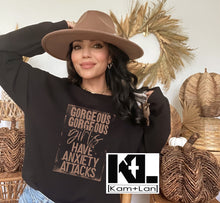 Load image into Gallery viewer, Large - plain black crew Gorgeous gorgeous girls have anxiety attacks plain black unisex crewneck
