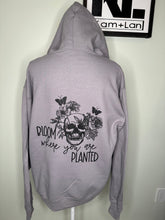 Load image into Gallery viewer, Med, XL, 2XL plain stone colored bloom where you are planted  unisex hoodie
