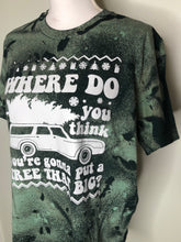 Load image into Gallery viewer, Flawed yet worthy: Large custom holiday bleached tshirt in a deep green
