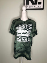 Load image into Gallery viewer, Flawed yet worthy: Large custom holiday bleached tshirt in a deep green
