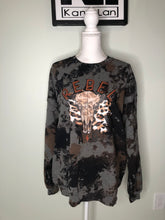 Load image into Gallery viewer, XL Rebel Babe skull unisex black/grey/browns crewneck
