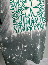 Load image into Gallery viewer, Medium &amp; Large - St Patrick’s Day! Drip bleached unisex heather green tshirt
