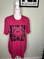 Large Nurse Nurse Nurse unisex dark pink tshirt