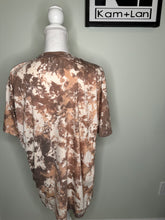 Load image into Gallery viewer, XL Rebel Babe Cowhide style tshirt (shades of brown/tans/white) custom bleached unisex shirt
