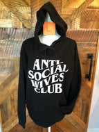 Large Anti social wives club unisex hoodie in black