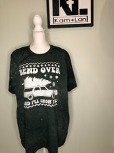 Load image into Gallery viewer, Flawed yet worthy: XL custom holiday bleached tshirt in a deep green
