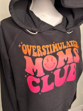 Load image into Gallery viewer, Large overstimulated moms club plain lightweight black unisex hoodie (double strings)
