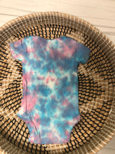 Load image into Gallery viewer, Dark Cotton candy tie dye baby onesie pink and blue
