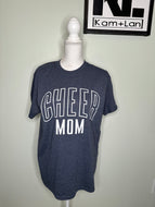 Medium Cheer Mom unisex heather navy  tshirt