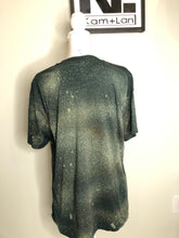 Load image into Gallery viewer, Flawed yet worthy: XL custom holiday bleached tshirt in a deep green
